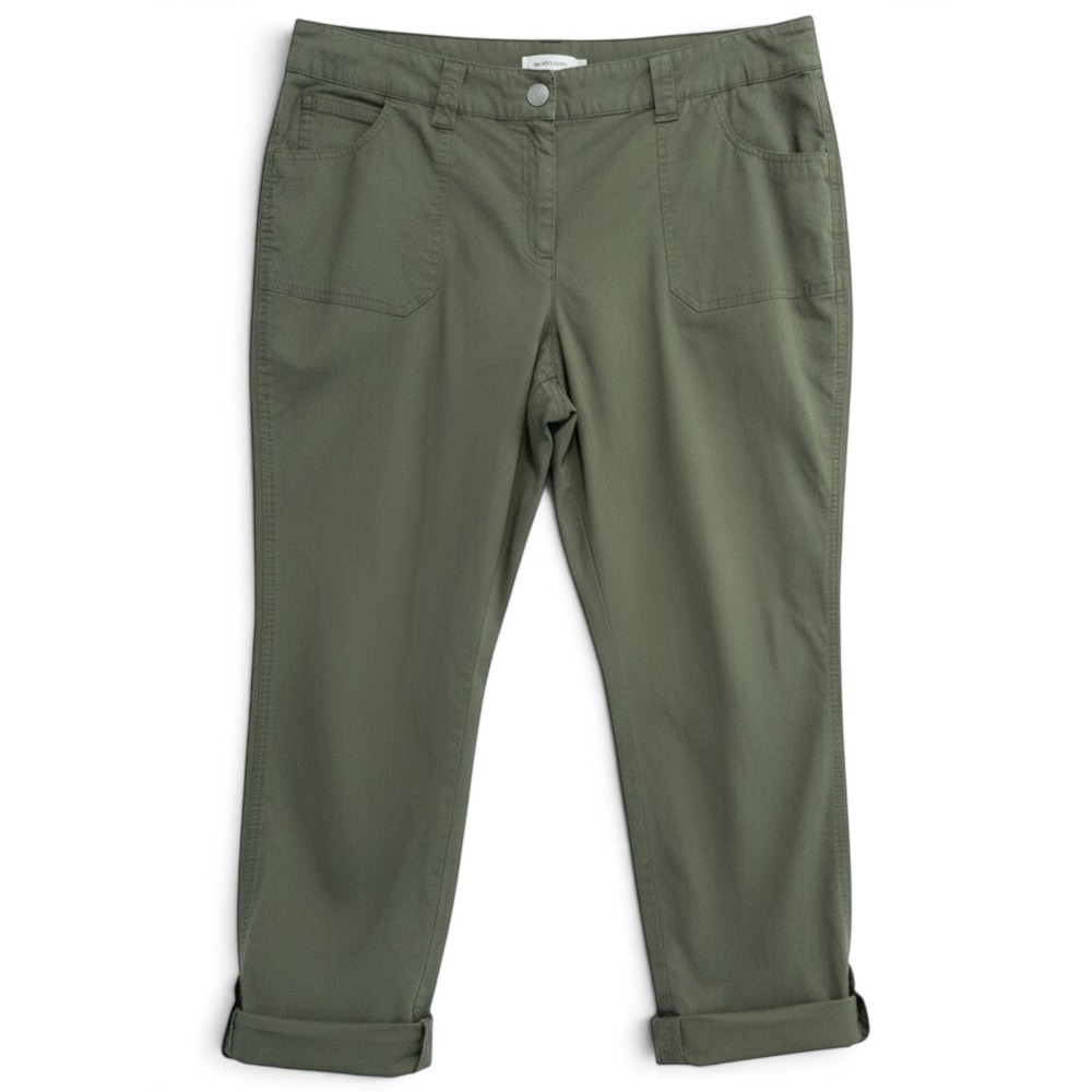 Chico's Cargo Style Crop Pants Women Utility Gorpcore Safari Army Olive Green